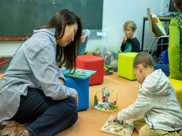 Rückzugsort: Der neue Eltern-Kind-Raum der Pädagogischen Hochschule Karlsruhe. Foto: Lea Schmitt/PHKA