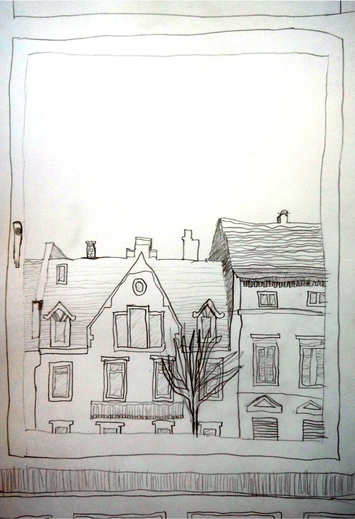 Bild des Tages - 15. April: Toni (14) zeichnet und malt gerne Landschaften. „Vor allem, wenn wir im Urlaub in den Bergen sind, z.B. in Südtirol oder in Österreich.“ Dieses Jahr fällt der Urlaub aus. „Ich habe einfach aus dem Fenster geschaut und das Haus gegenüber gezeichnet.“